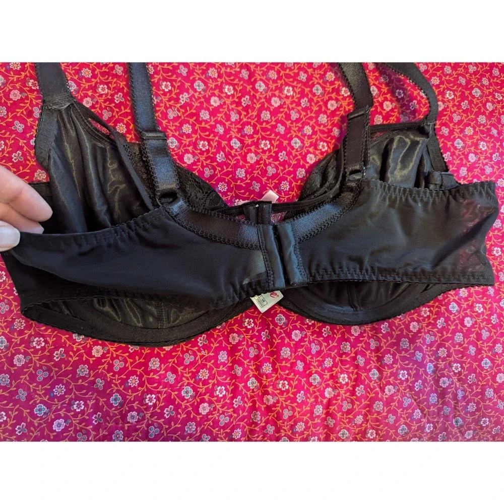 Curvy‎ Kate Black Lace Balcony Bra 42DDD Underwire Support Pink Bow CK1101